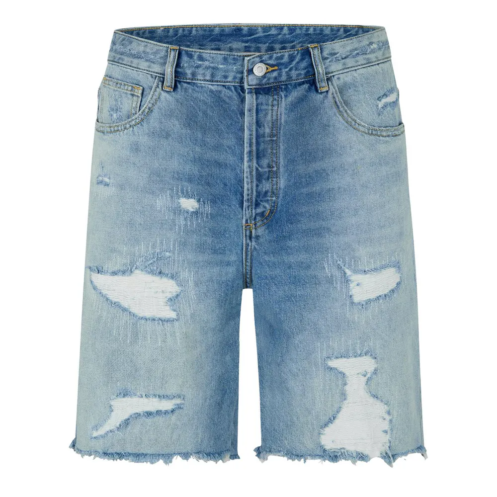 Cole Buxton Men's Repaired Distressed Denim Shorts