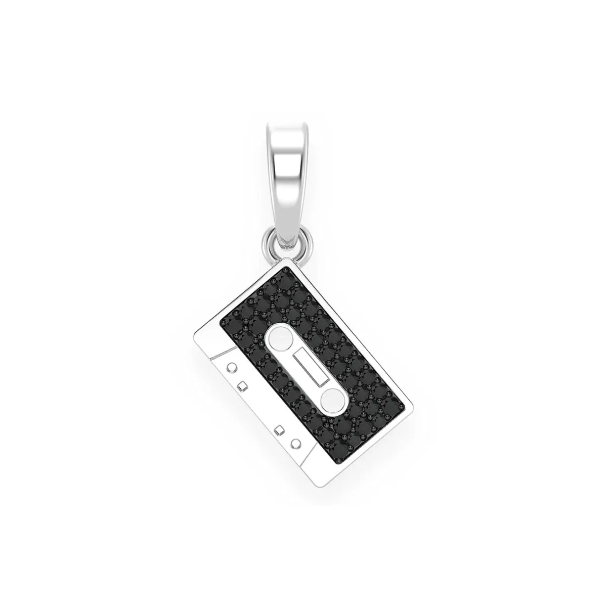 For Him Music Cassette Diamond Pendant in Black / Rose Gold – Pendant