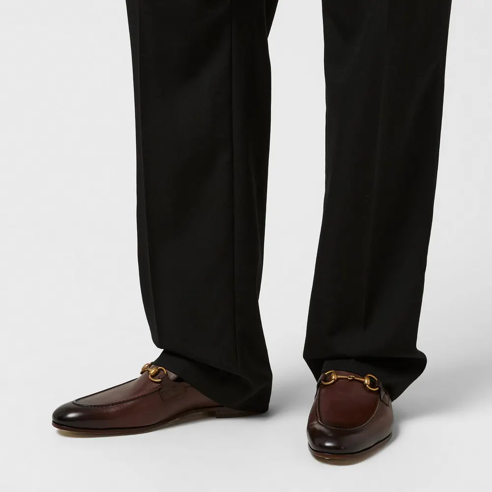 Gucci Mens Leather Jordaan Horsebit Loafers detail 3