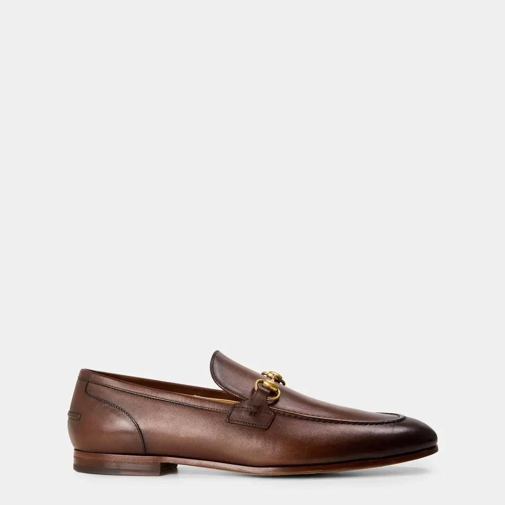 Gucci Mens Leather Jordaan Horsebit Loafers