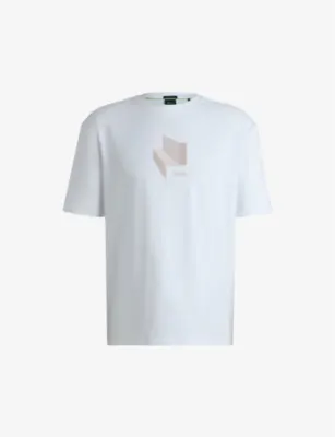 BOSS Gloss-artwork relaxed-fit interlock cotton T-shirt - LIGHT/PASTEL GREEN detail 2