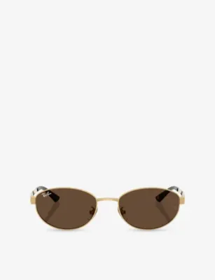 RAY-BAN RB3774D Oval-Frame Metal Sunglasses
