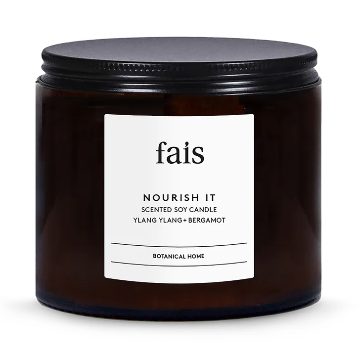 Fais Nourish It Scented Soy Candle with Ylang Ylang & Bergamot – Natural Home Fragrance – 440g