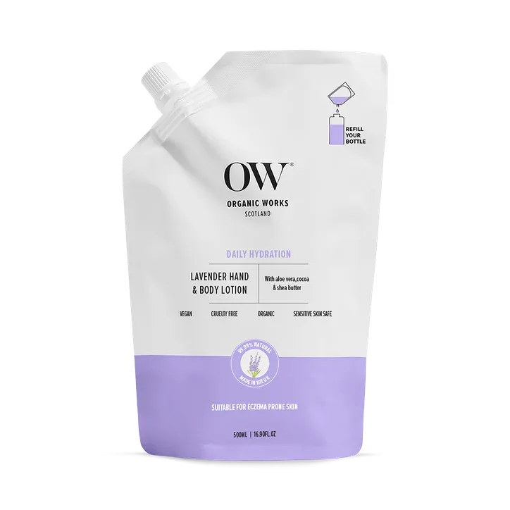 Organic Works Lavender Hand and Body Lotion 500ml Refill Pouch