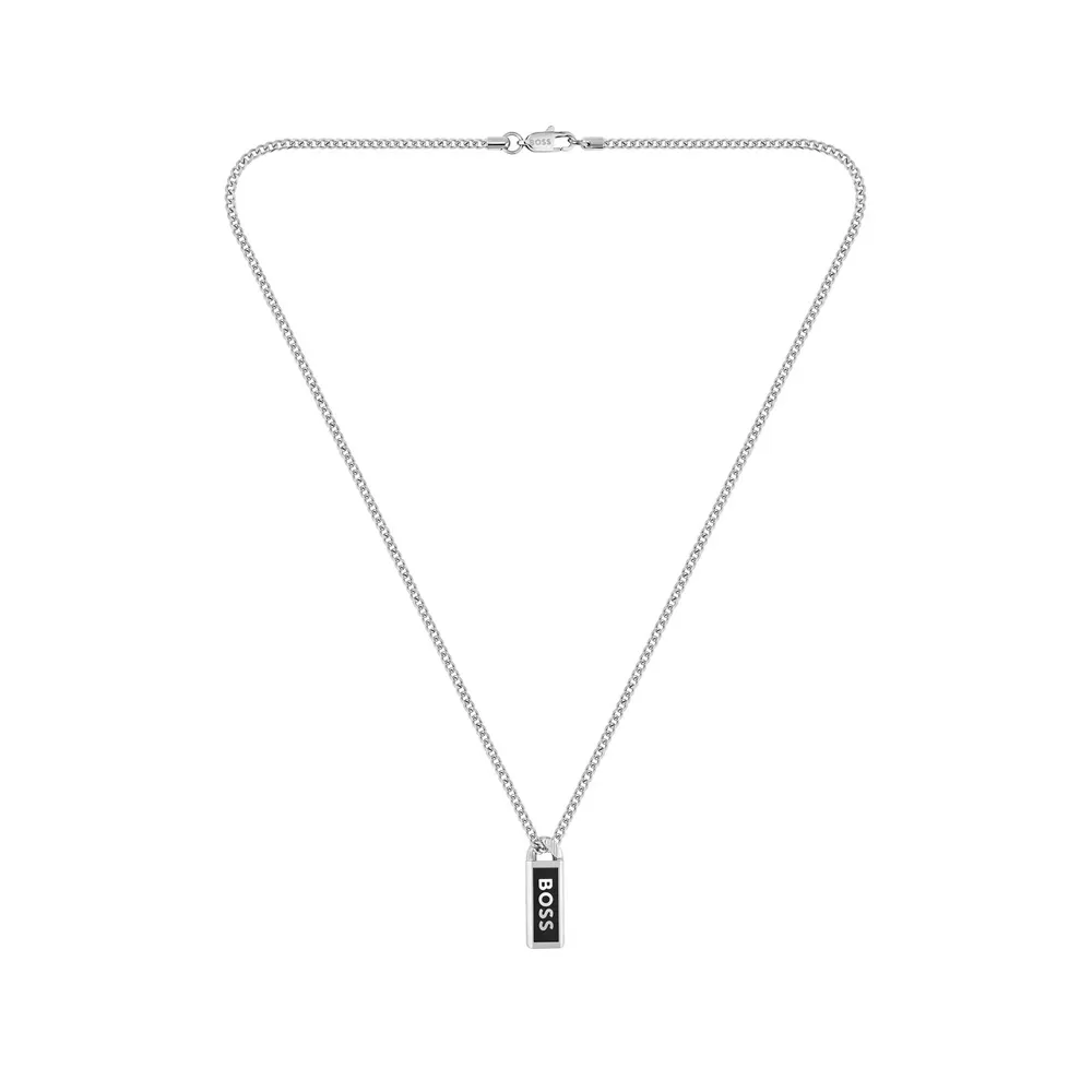 BOSS Gents BOSS Kassy Stainless Steel & Black Enamel Pendant detail 3