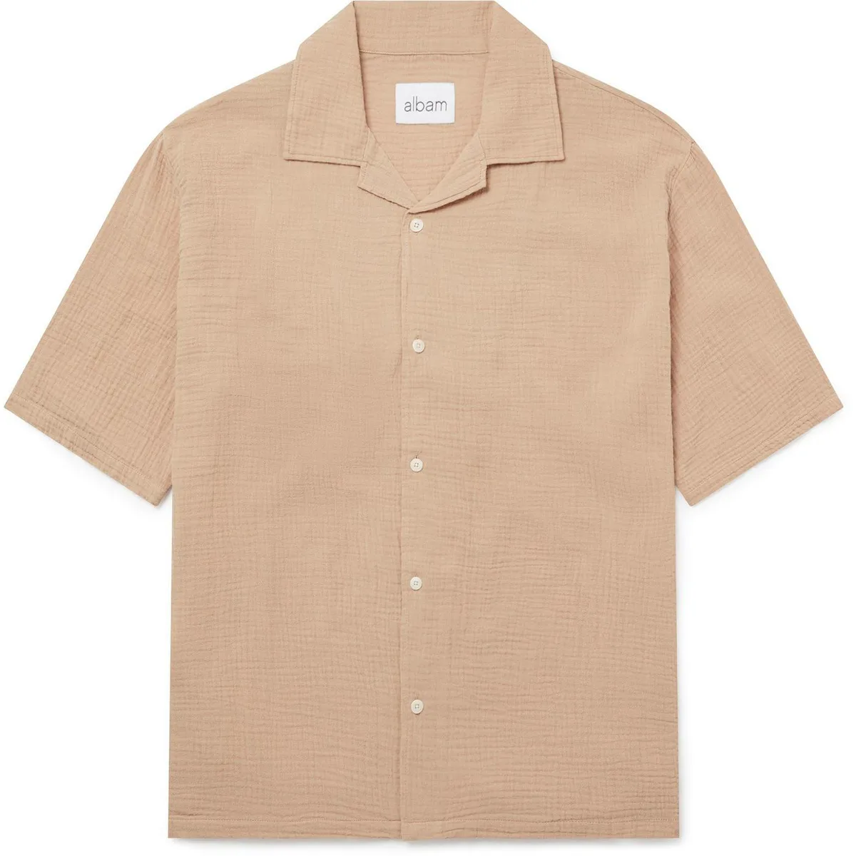 Albam Men's Crinkle Short Sleeve Relaxed Fit Shirt