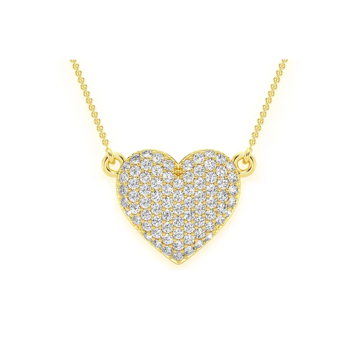 For Him Bubble Heart Diamond Necklace in Yellow Gold / 18" / Natural Diamond – Necklace