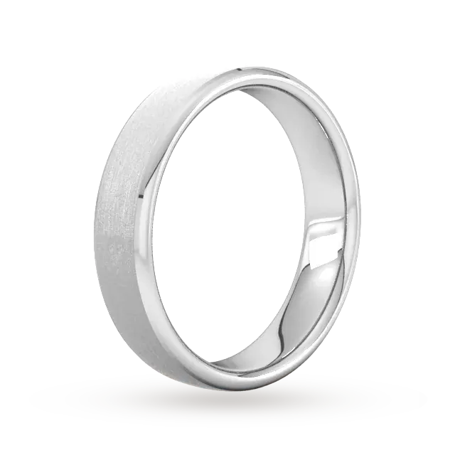 For Him 5mm D Shape Standard Polished Chamfered Edges With Matt Centre Wedding Ring In 18 Carat Yellow Gold detail 2