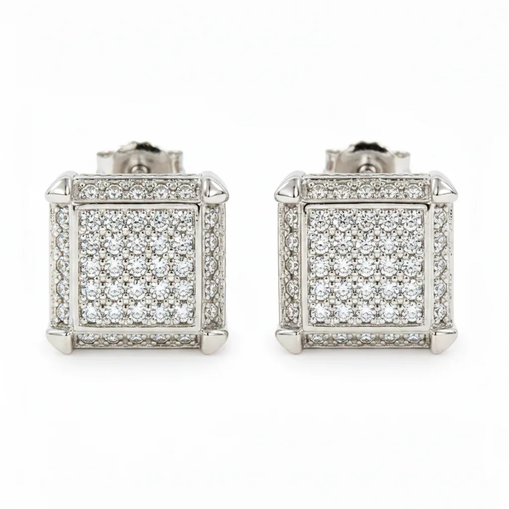 RINA - For Him FACTORY Majestic Cube Diamond Earrings 10860 in White Gold – Earrings