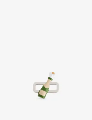 POUBEL Champagne Rhodium-Plated Sterling-Silver Enamelled Charm