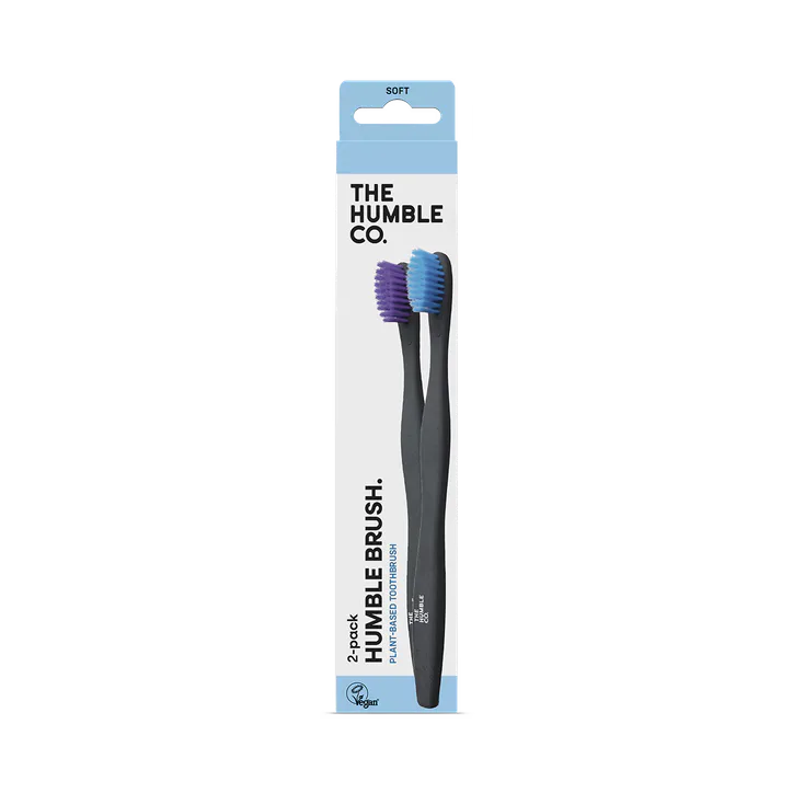 The Humble Co Humble Plant Based Sensitive Toothbrush - Pack of 2 (Blue/Purple or Black/White)