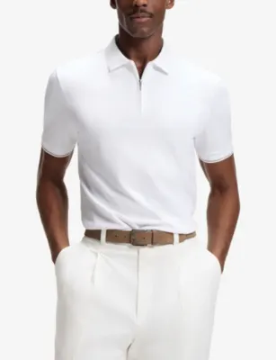 BOSS Short-Sleeved Half-Zip Cotton Polo Shirt detail 3