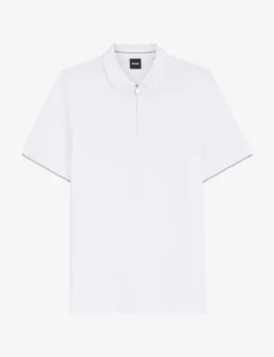 BOSS Short-Sleeved Half-Zip Cotton Polo Shirt