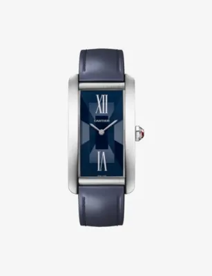 CARTIER Tank Américaine Large Platinum and Leather Automatic Watch 44mm in PLATINUM, additional product view 2