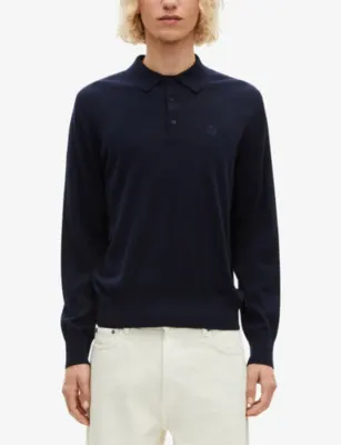 THE KOOPLES Polo-Collar Brand-Embroidered Wool Jumper detail 3