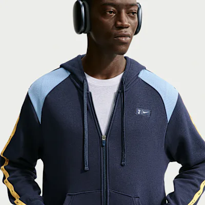 Nike Tottenham Hotspur City Side Men's Nike Soccer Full-Zip Fleece Hoodie - Obsidian/Light Blue/White