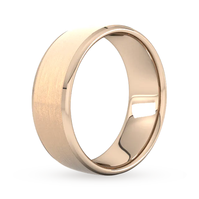 For Him 8mm Slight Court Extra Heavy Polished Chamfered Edges With Matt Centre Wedding Ring In 18 Carat Yellow Gold detail 2