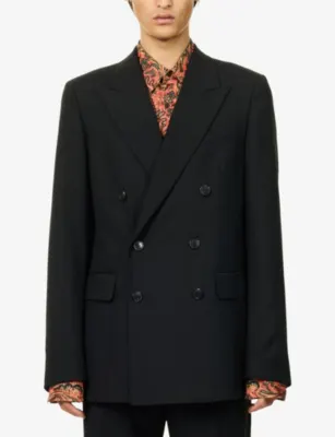 DRIES VAN NOTEN Barry Double-Breasted Wool Blazer detail 3