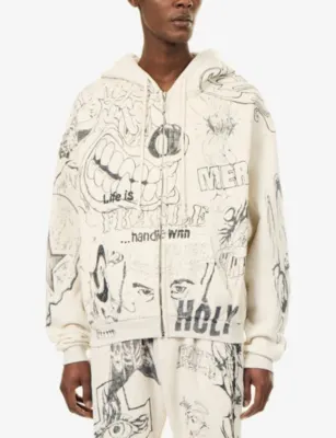 HELLSTAR Graffiti Zip Cotton-Jersey Hoody detail 3