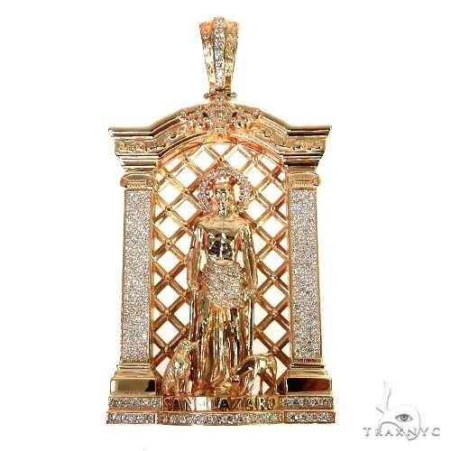 RINA - For Him FACTORY 14K Gold St. Lazarus Diamond Frame Pendant 67748 in Rose Gold – Pendant