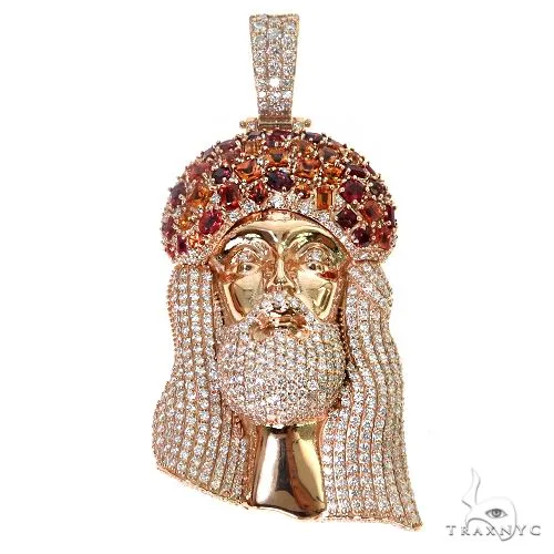 RINA - For Him CUSTOM Kindle Fire Jesus Sapphire Crown Diamond Pendant 67463