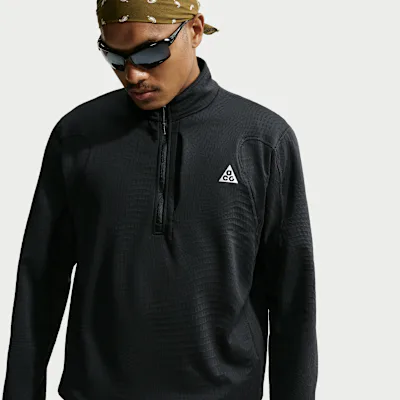 Nike ACG Wolf Grid Men's Therma-FIT 1/2-Zip Hiking Top - Black/Summit White