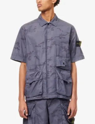 STONE ISLAND Camo Compass-Badge Ripstop Cotton-Blend Shirt detail 3