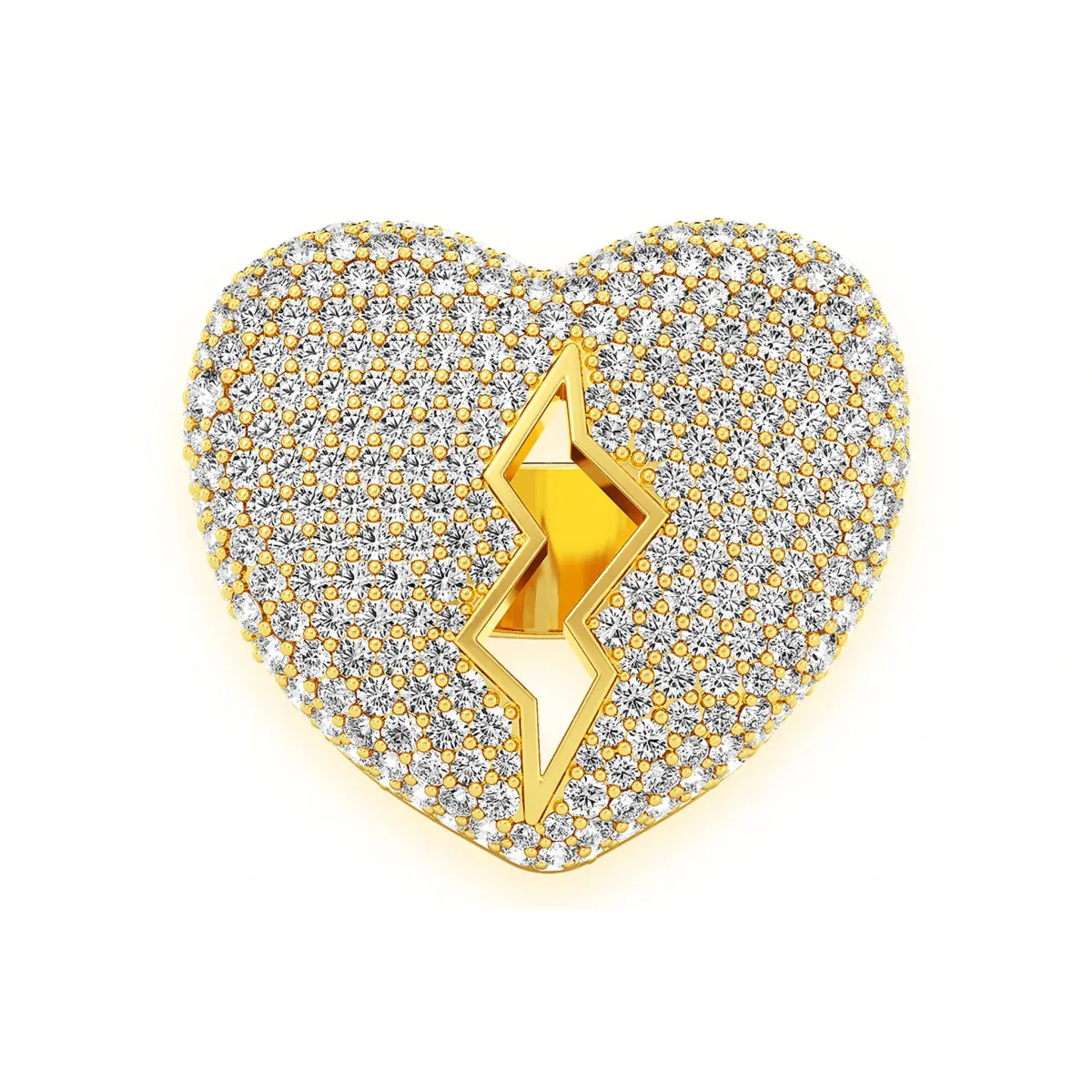 For Him Broken Heart Signet Ring in Yellow Gold / Natural Diamond – Ring