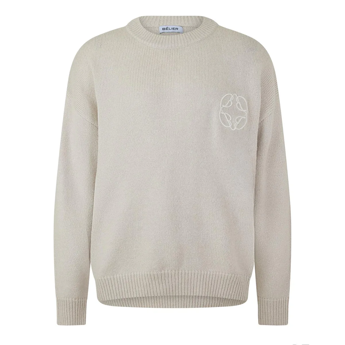 BELIER Men's CropMo Structured Knit Crew Neck Jumper