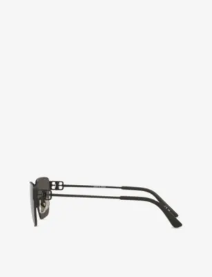 BALENCIAGA BB0374SK Rectangle-Frame Metal Sunglasses detail 2