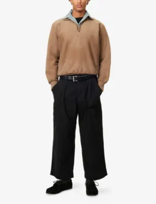 A.PRESSE Wide Leg Relaxed-Fit Cotton Trousers detail 2
