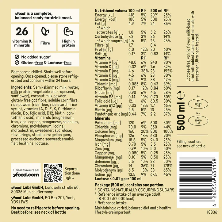 Yfood Ready to Drink Complete Meal Smooth Vanilla Drink 6x500ml detail 3