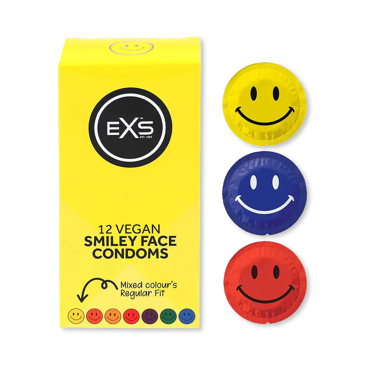 EXS Smiley Face Condoms Vegan Circular 12 Pack, additional product view 3