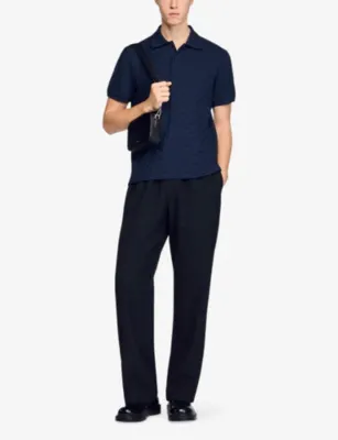 SANDRO Grid-Pattern Short-Sleeved Cotton Polo Shirt detail 2