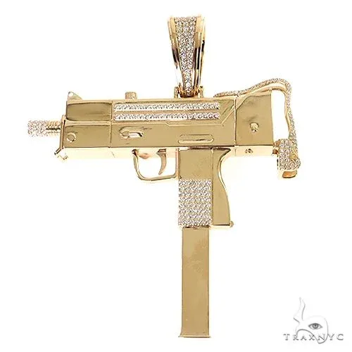 RINA - For Him FACTORY Large Uzi submachine Gun Diamond Pendant 69464 in Rose Gold – Pendant