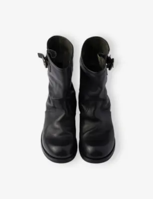 PRADA Buckle-Detail Leather Mid-Calf Boots - EUR 42 / 8 UK MEN in BLACK, additional product view 2