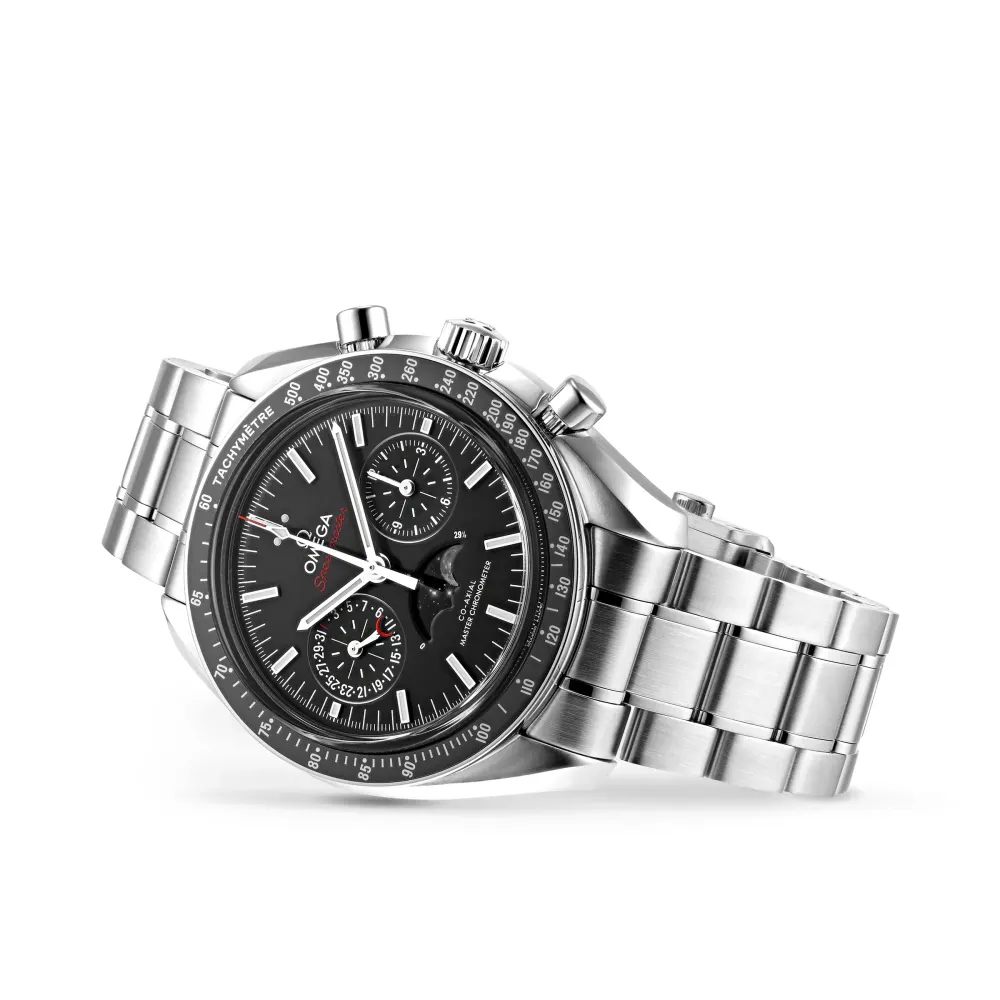 Omega Speedmaster Mens 44.25mm Co-Axial Automatic Moonphase Watch in Black, additional product view 2