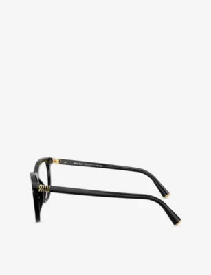 MIU MIU MU 01WV Square-Frame Acetate Eyeglasses in BLACK, additional product view 2
