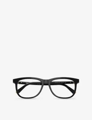 MIU MIU MU 01WV Square-Frame Acetate Eyeglasses in BLACK, additional product view 3