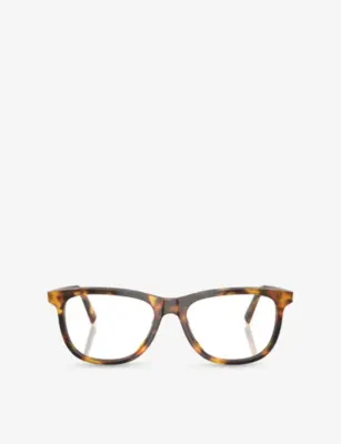 MIU MIU MU 01WV Square-Frame Acetate Eyeglasses in Brown – Mens | Glasses