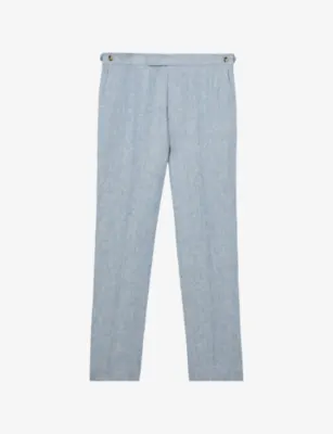 REISS Atlantic Tailored-Fit Linen Suit Trousers - SOFT BLUE
