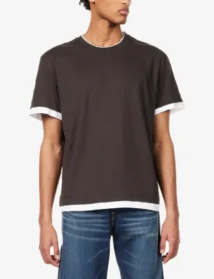 7 FOR ALL MANKIND Double-Layer Crew-Neck Cotton T-Shirt detail 3