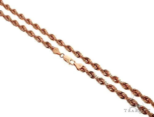 JALGAS - MELANO CREATION 14K Rose Gold Solid Rope Chain 6mm 64587 in 24 Inches – Chain