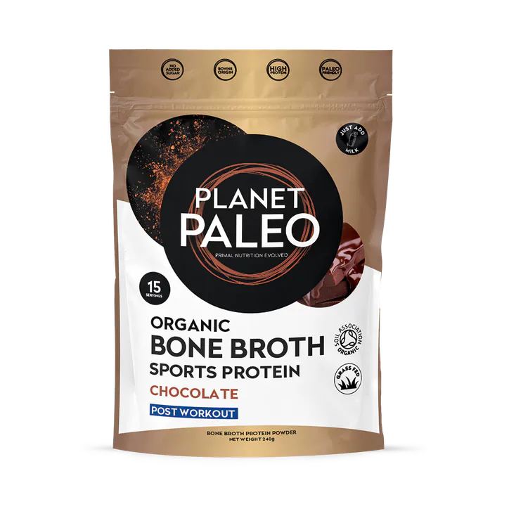 Planet Paleo Organic Bone Broth - Sports Protein Chocolate 240g