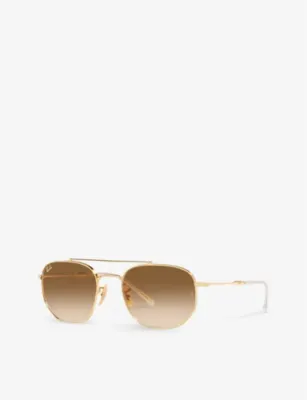 RAY-BAN RB3707 faceted-shape metal sunglasses in GOLD, additional product view 2