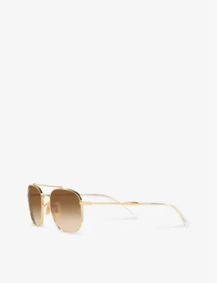 RAY-BAN RB3707 faceted-shape metal sunglasses in GOLD, additional product view 3