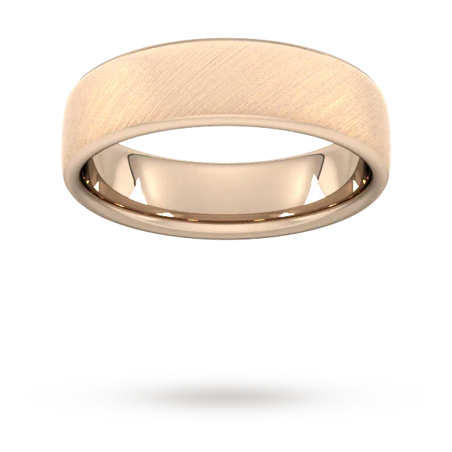 For Him 6mm Traditional Court Standard Diagonal Matt Finish Wedding Ring In 18 Carat Yellow Gold