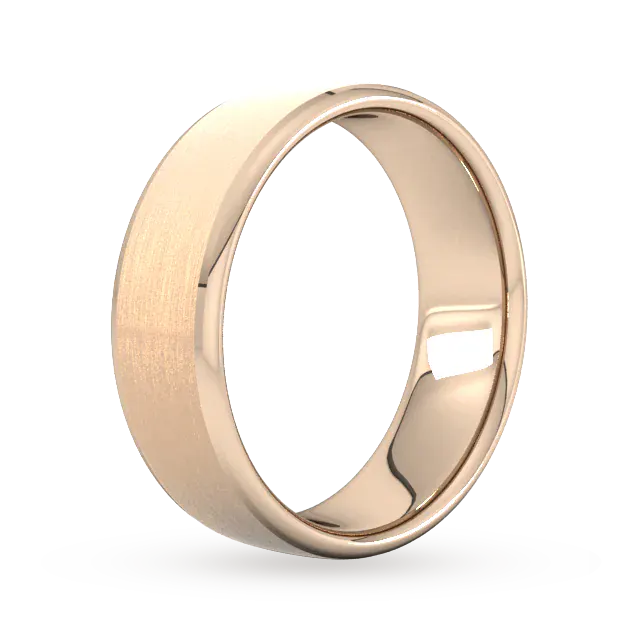For Him 7mm Slight Court Standard Polished Chamfered Edges With Matt Centre Wedding Ring In 18 Carat Yellow Gold detail 2