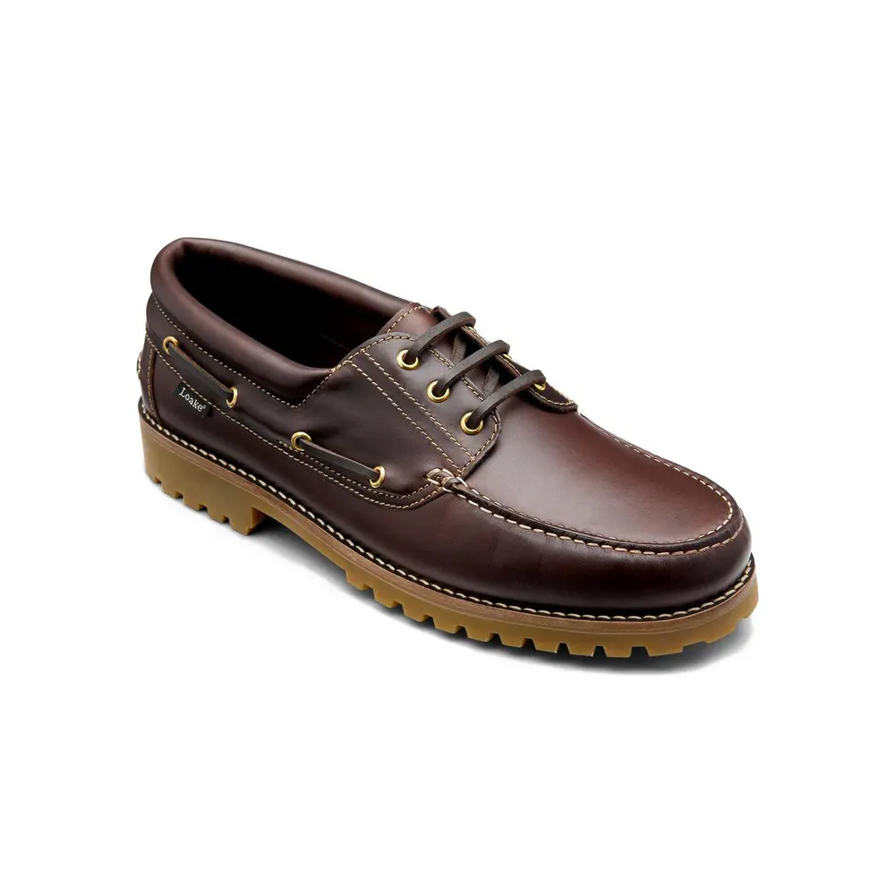 Loake Men's Leather Boat Shoes in 523 Dark Waxy, additional product view 2