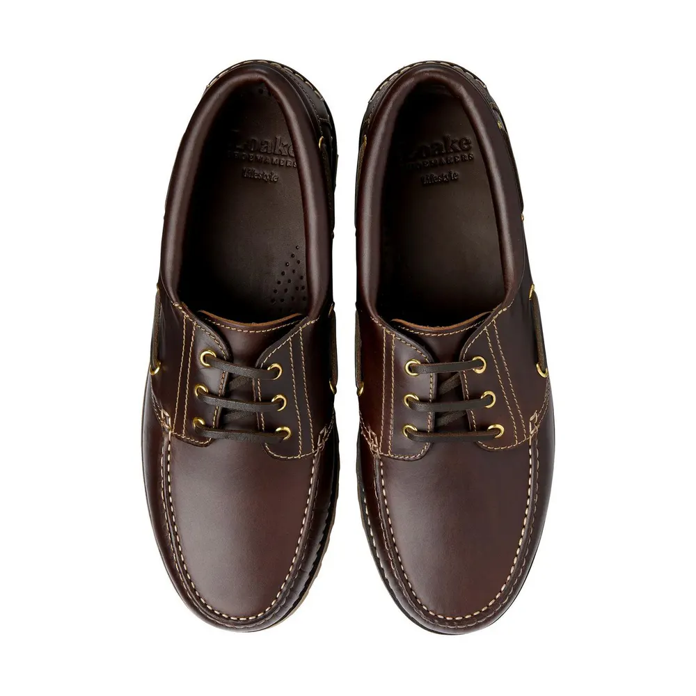 Loake Men's Leather Boat Shoes in 523 Dark Waxy, additional product view 3